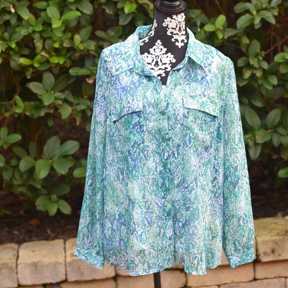 Dana Buchman Blue Python Print Blouse with Tank